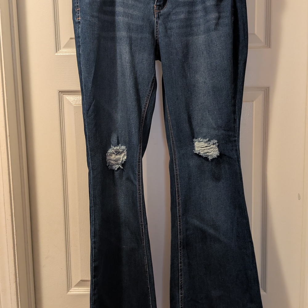 New Celebrity Pink Blue Flare Wide Leg Jeans